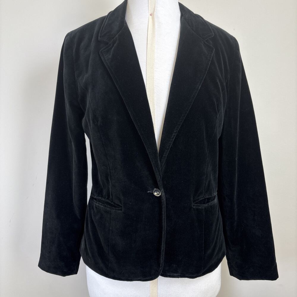 Vintage Black Velvet Blazer Goth Dark Academia Holiday Party Cos Play S